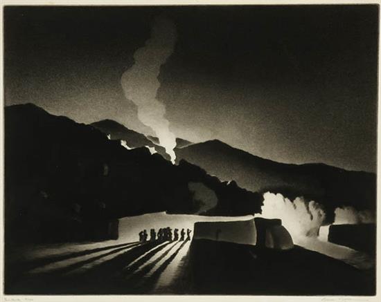 Appraisal: Gene Kloss American - Penitente Fires Sanchez Aquatint and drypoint