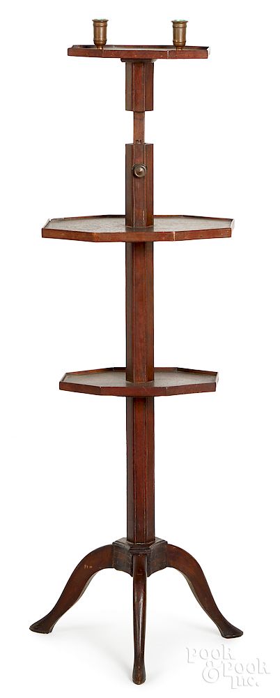 Appraisal: Cherrywood three-tier candlestand Exclusive on Bidsquare Cherrywood three-tier candlestand late