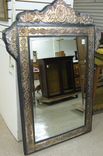 Appraisal: DECORATIVE WALL MIRROR having copper covered wood overlaid with hand