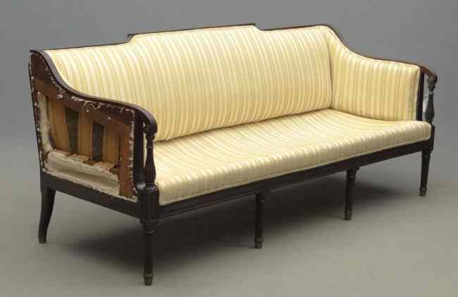 Appraisal: Federal style leg mahogany North Shore reeded sofa '' W