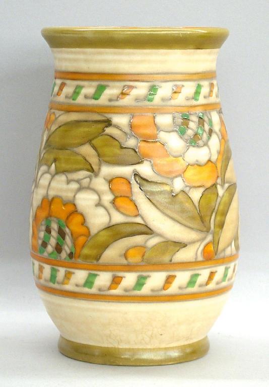 Appraisal: Charlotte Rhead Crown Ducal 'Tudor Rose' vase pattern signed high