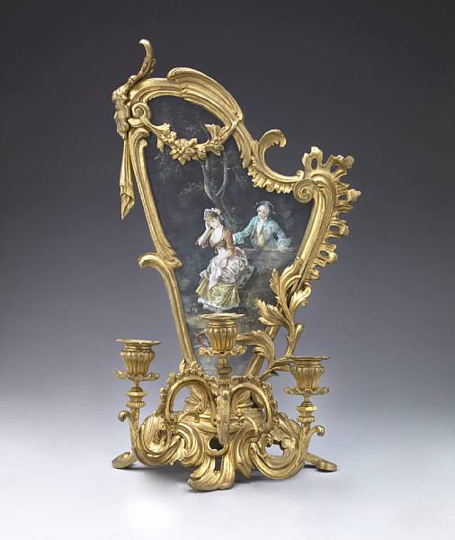 Appraisal: A Louis XV style gilt bronze table candelabrum circa The