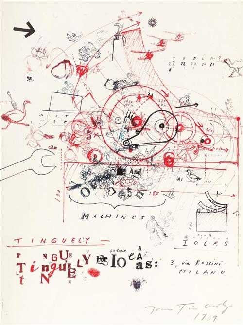 Appraisal: TINGUELY JEAN Machines Affiche Galerie Iolas Milan Offset lithograph on