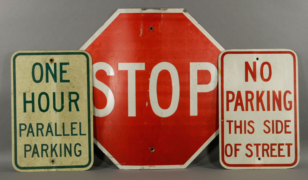 Appraisal: - Street Signs Lot of three street signs including two