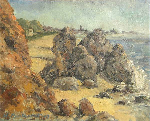 Appraisal: Hans Burkhardt Swiss American - Coastal Rocks signed and dated