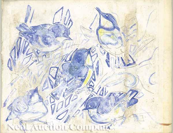 Appraisal: Walter Inglis Anderson American Mississippi - Parula Warblers watercolor and