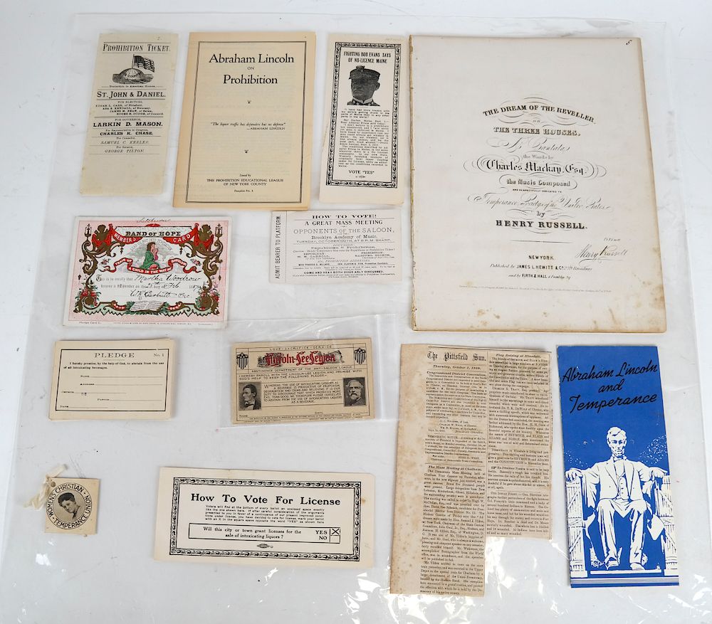 Appraisal: Temperance Prohibition Ephemera Election Ticket Abraham Lincoln on Prohibition -page