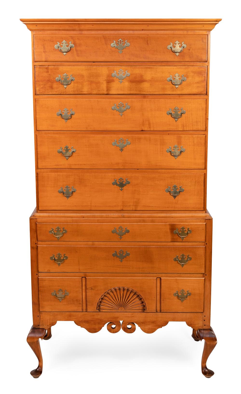 Appraisal: DUNLAP SCHOOL QUEEN ANNE TWO-PART HIGHBOY MID- TH CENTURY HEIGHT