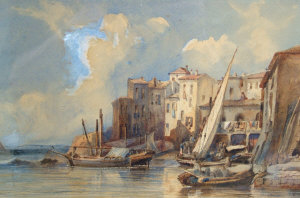 Appraisal: Charles Calvert - - Mediterranean harbour scene watercolour signed with