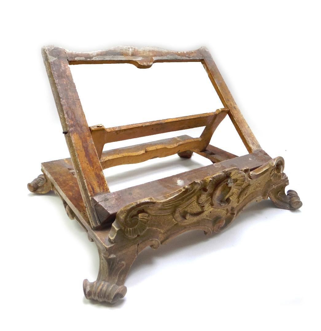 Appraisal: A th century Italian gilt table top book stand cm