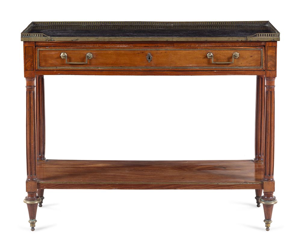 Appraisal: An Empire Brass Mounted Mahogany Marble-Top Console Desserte An Empire