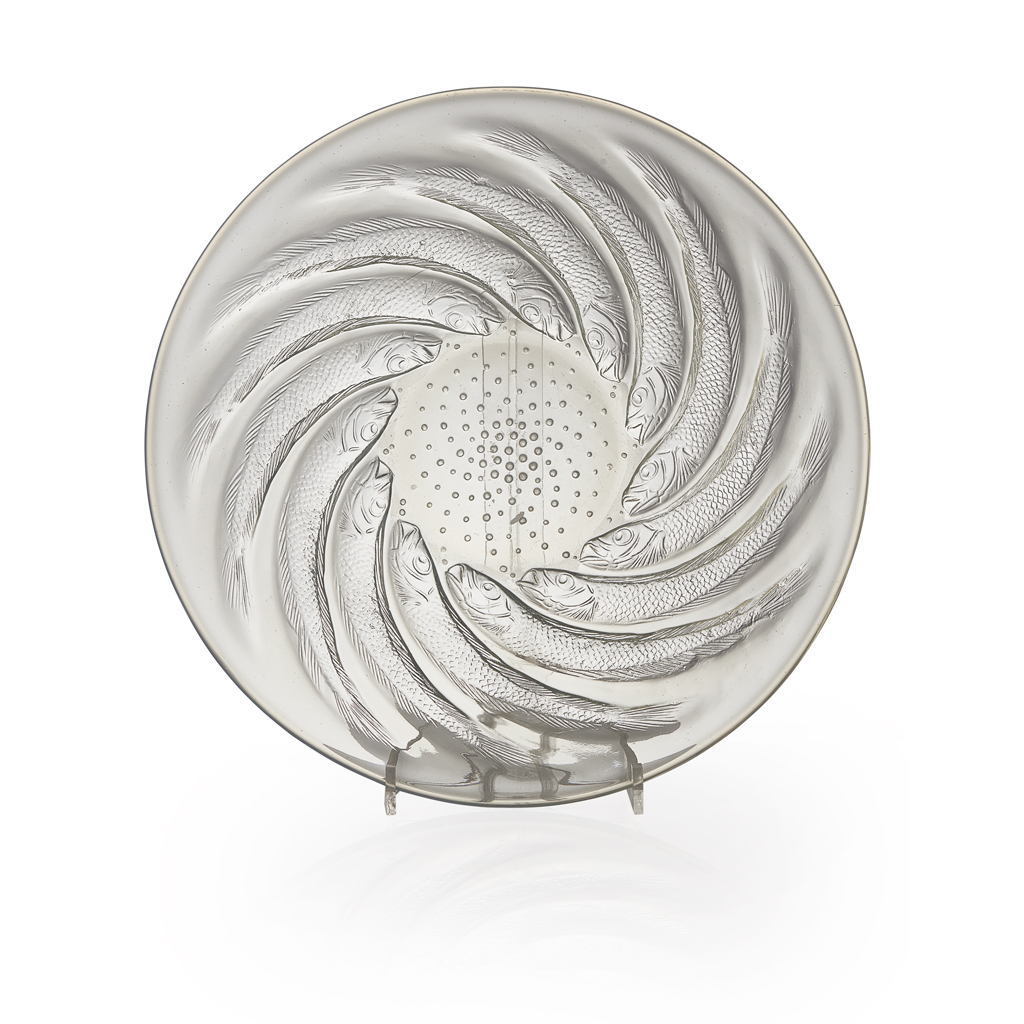 Appraisal: REN LALIQUE - 'POISSONS' OPALESCENT GLASS DISH INTRODUCED moulded with