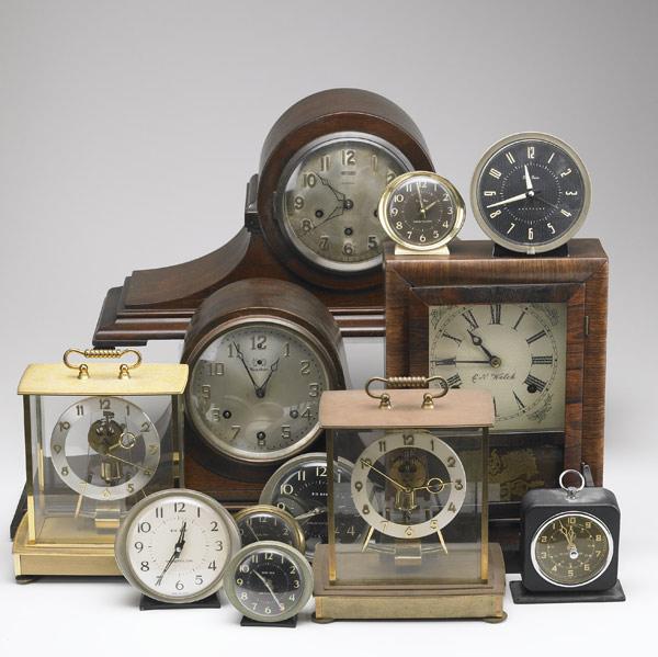 Appraisal: CLOCK GROUPING Eleven items includes E N Welch mantle clock