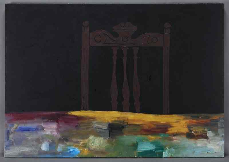 Appraisal: Aaron Fink ''Still Life with Chair'' oil on canvas Signed