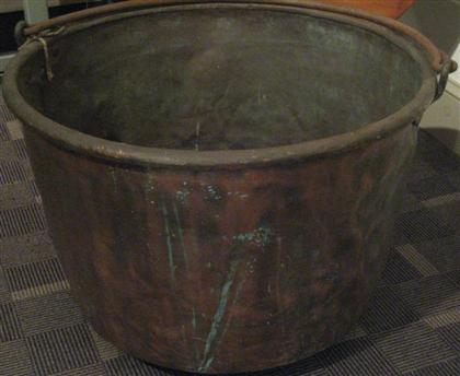 Appraisal: Large copper and iron apple butter kettle th century H