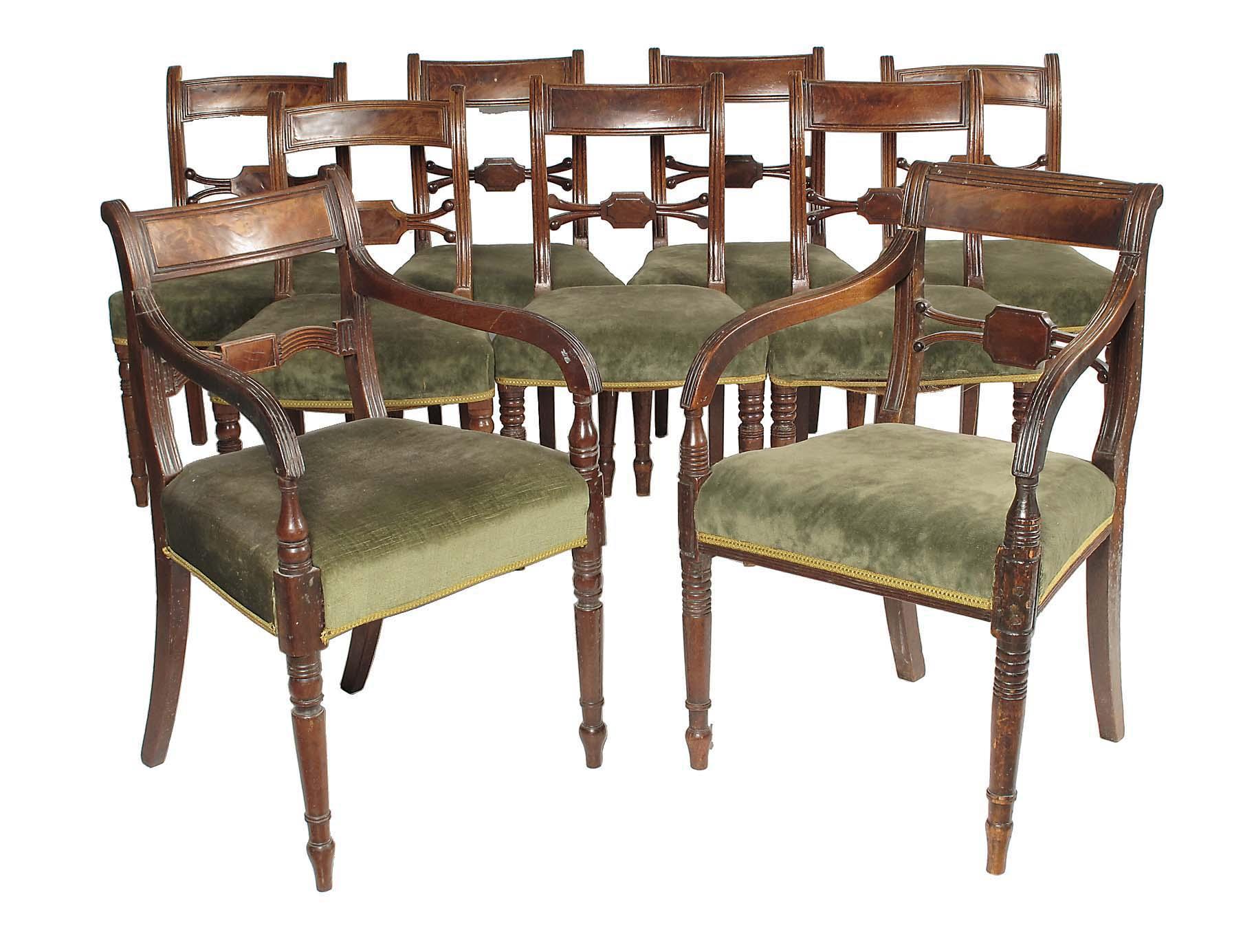 Appraisal: A matched set of nine early th century mahogany dining