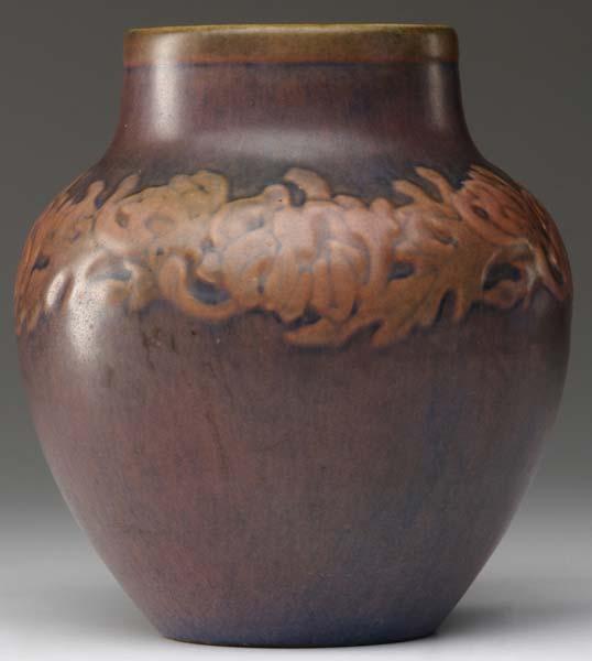 Appraisal: NEWCOMB COLLEGE Unusual Transitional bulbous vase embossed by A F