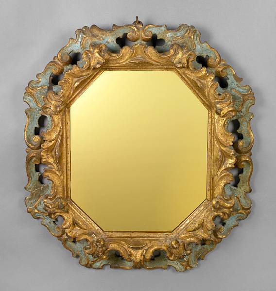 Appraisal: A good Italian Baroque parcel gilt and paint decorated mirror