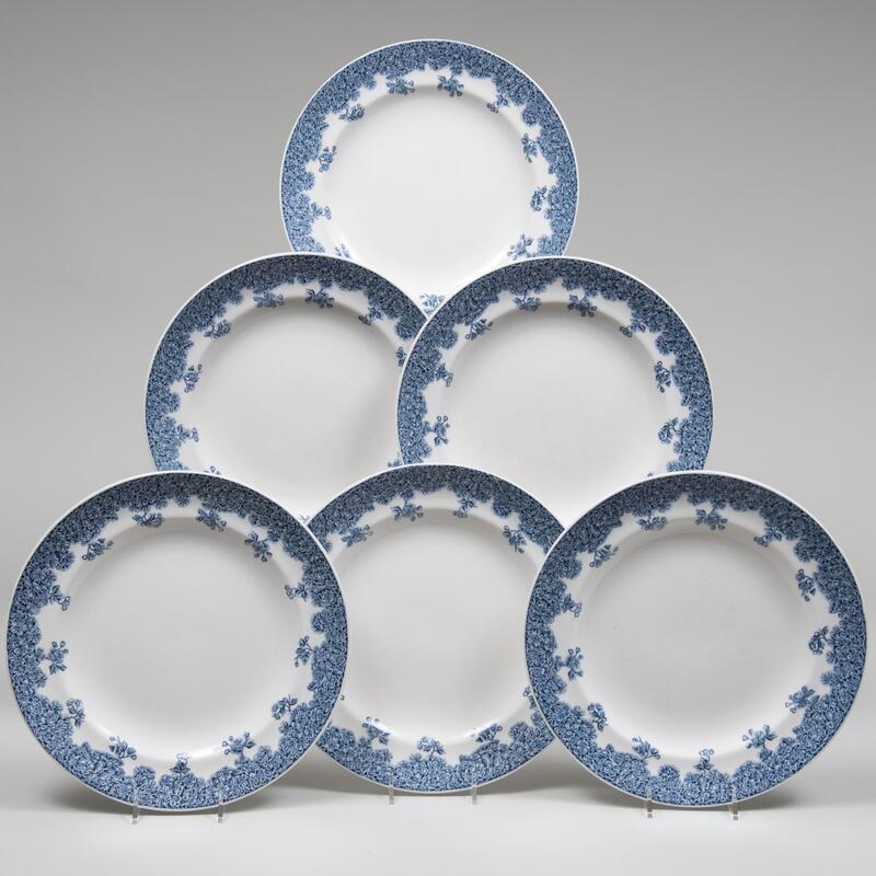 Appraisal: Set of Nine Worcester Porcelain Dinner Plates Shadow of a