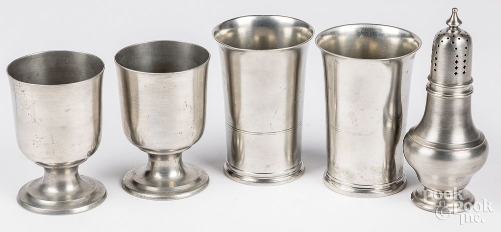 Appraisal: Miscellaneous pewter Miscellaneous pewter to include a pair of TD