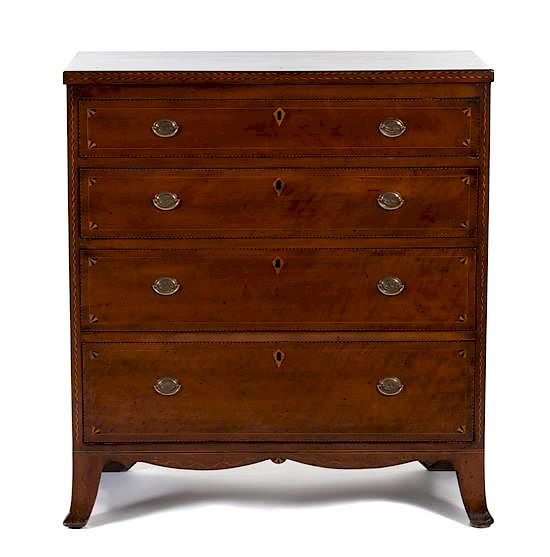 Appraisal: A Federal Inlaid Cherrywood Chest of Drawers A Federal Inlaid