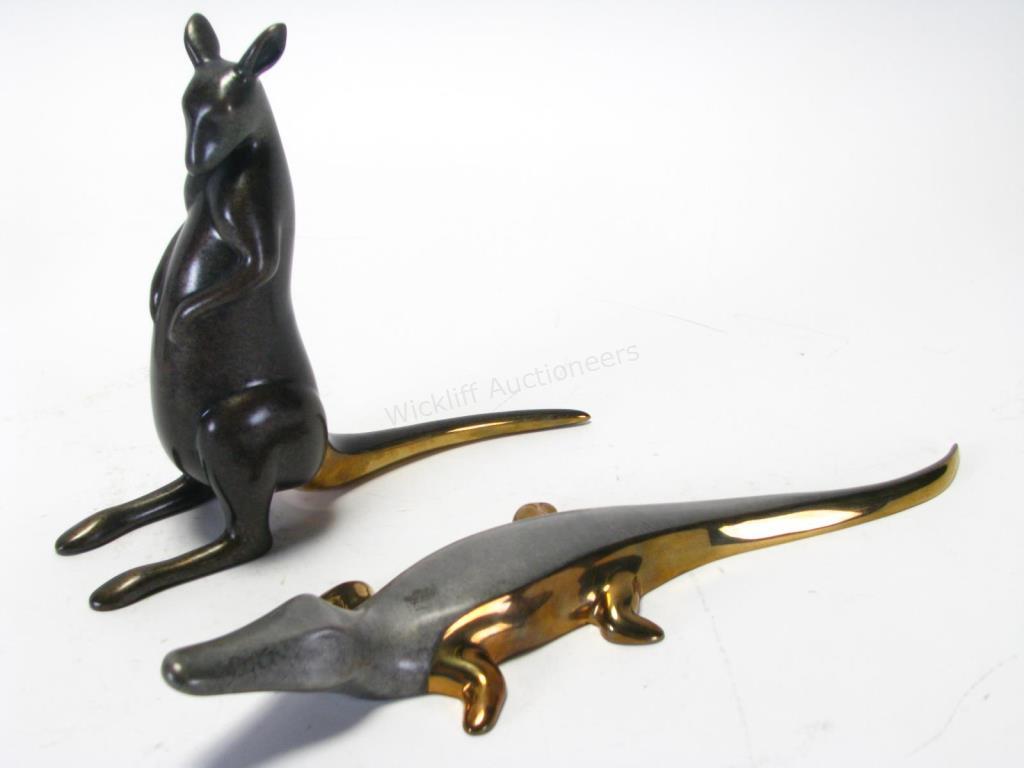 Appraisal: Loet Vanderveen Bronze Kangaroo and Alligator brown and black speckled