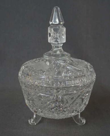 Appraisal: Cut Glass Toe Covered Candy Dish 's- 's Beautiful cut