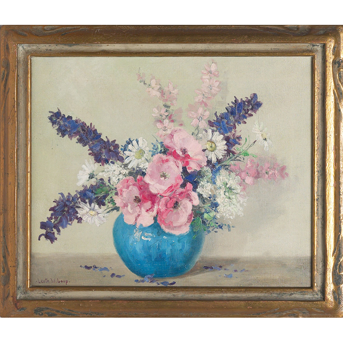 Appraisal: Leota W Loop American - Floral Still Life with Blue