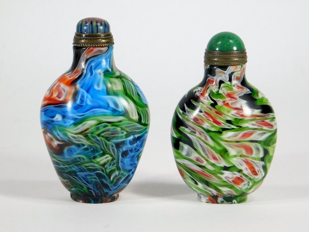 Appraisal: PC Chinese Pulled Millefiori Glass Snuff Bottles China th Century