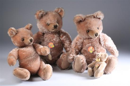 Appraisal: TWO STEIFF JOINTED MOHAIR ORIGINAL TEDDY BEARS Each with chest