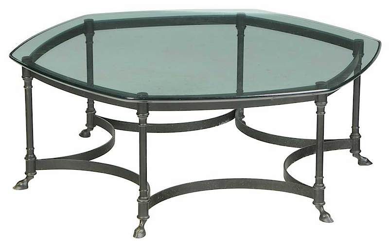 Appraisal: Italian Neoclassical Style Glass Top Low Table th century beveled