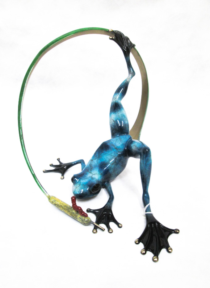 Appraisal: JOSEPH QUILLAN POLYCHROME BRONZE SCULPTURE California st century Blue frog