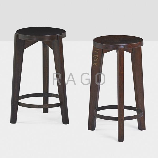 Appraisal: PIERRE JEANNERET Pair of stools Condition Report Refinished excellent condition