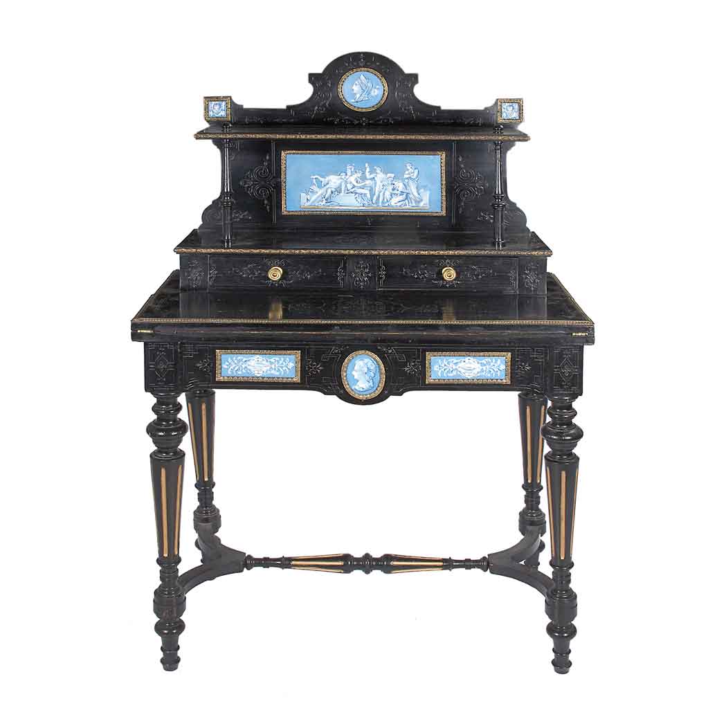 Appraisal: Napoleon III Gilt-Metal and Porcelain Mounted Lady's Desk The recessed