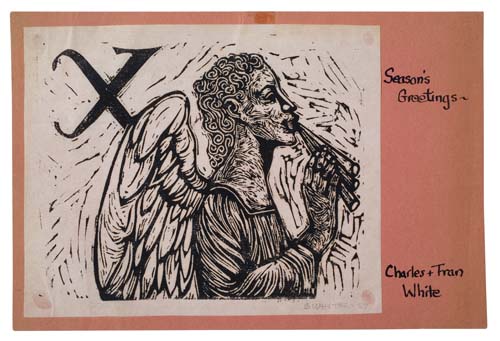 Appraisal: WHITE CHARLES Original woodcut greeting card Signed in pencil x