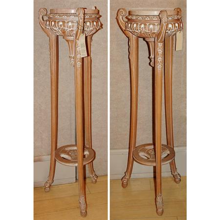 Appraisal: Pair of Louis XVI Style Limed Wood Pedestals Estimate -