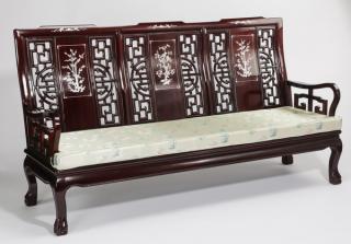 Appraisal: Chinese rosewood sofa with mother of pearl Chinese rosewood sofa