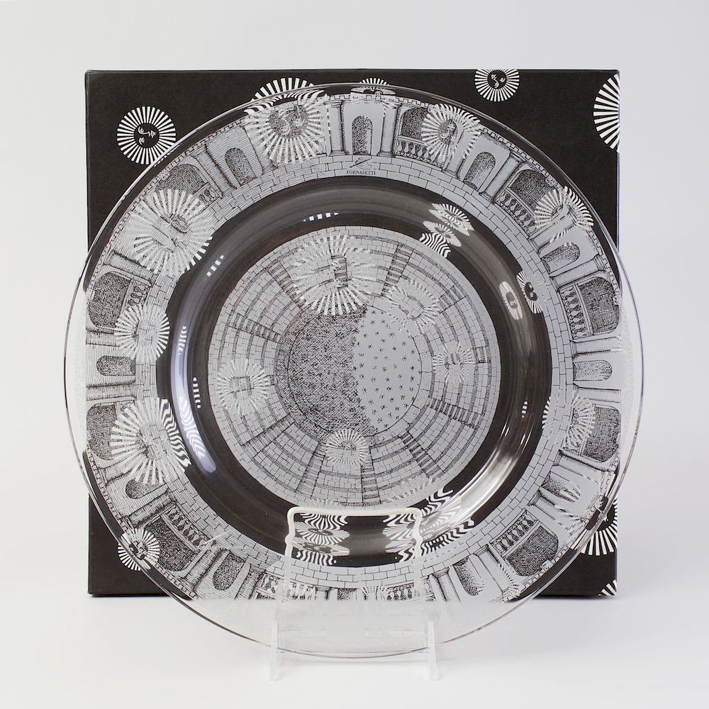 Appraisal: Piero Fornasetti Etched Glass Charger in the 'Palladiana' Pattern Signed