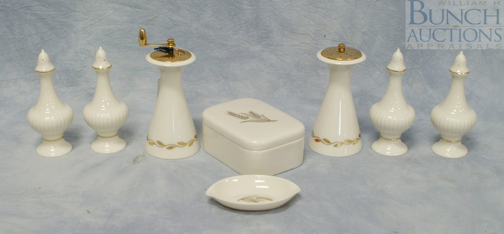 Appraisal: Pieces of white Lenox porcelain including salt shaker pepper grinder