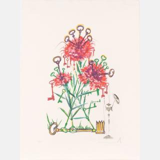 Appraisal: Salvador Dali - Carnation with Keys Dianthus Carophillius cum Clavinibus