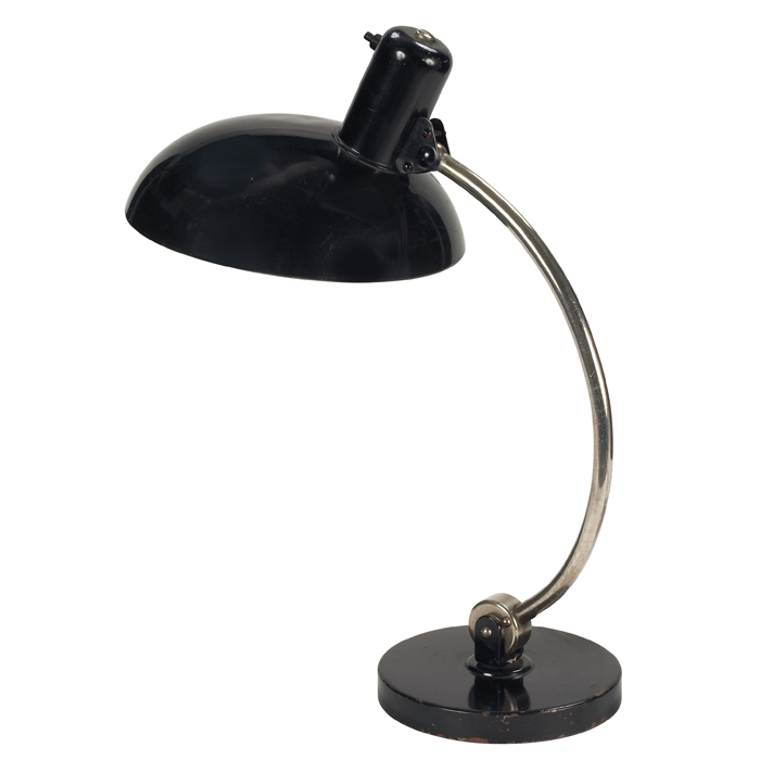 Appraisal: Christian Dell table lamp Germany black enameled aluminumshade arm and