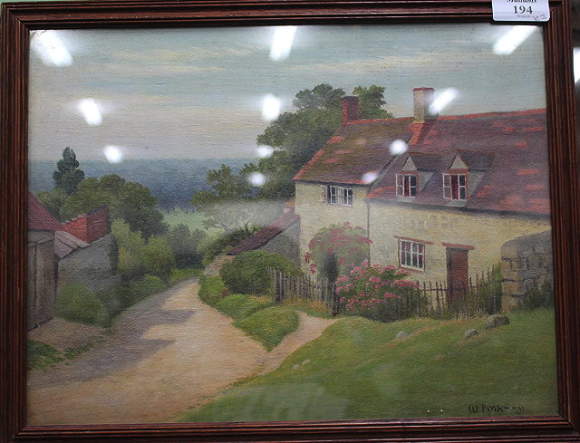 Appraisal: W PINKNEY'A Country Hamlet' signed oil on board cm x