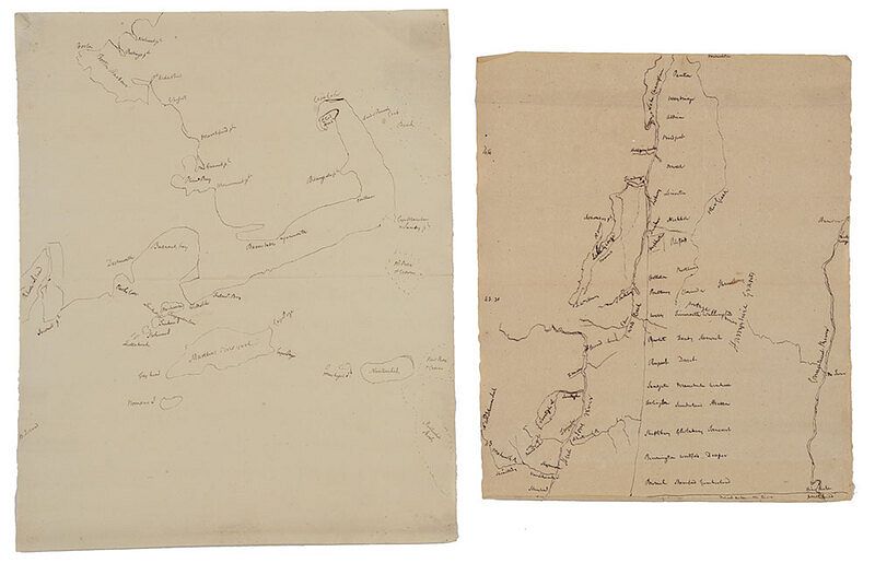 Appraisal: Two Miscellaneous Manuscript Maps probably th century possibly drawn by