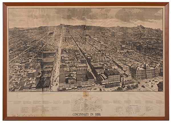 Appraisal: Rare Bird's-Eye View of Cincinnati by Charles Fries Charles Arthur