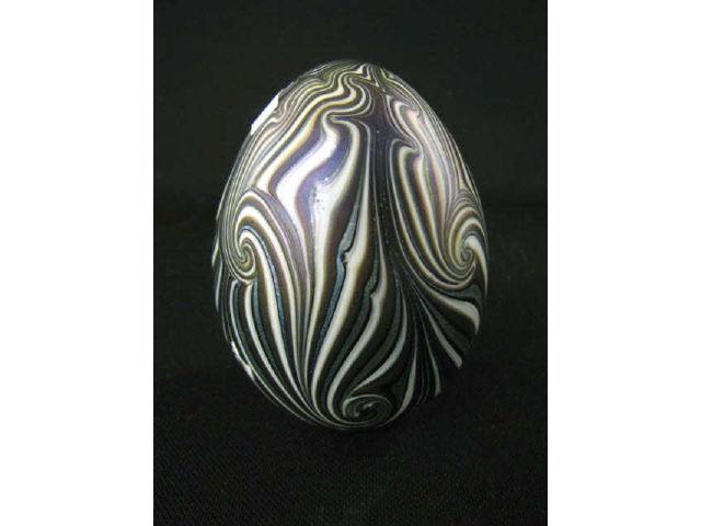 Appraisal: Vandermark Art Glass Paperweight egg form marblized swirl tall signed