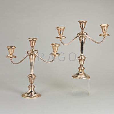 Appraisal: PAIR OF THREE LIGHT CANDELABRA BY GORHAM Transformable with removable