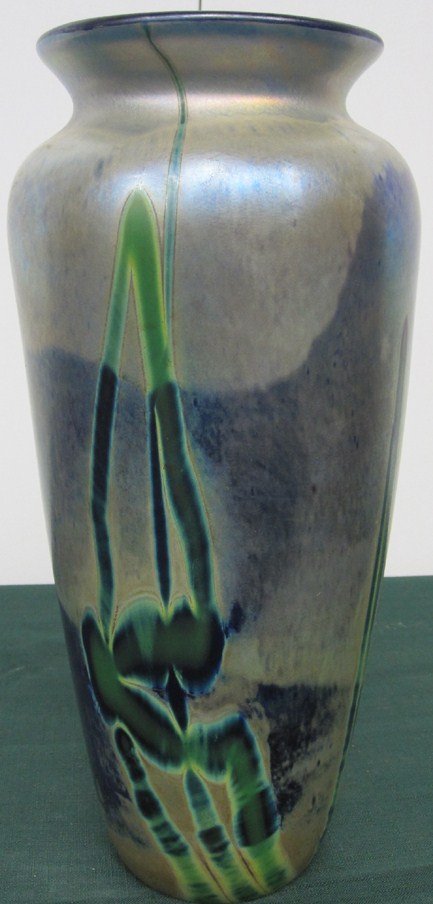 Appraisal: AMERICAN ART GLASS VASE STEPHEN FELLERMAN The attenuated ovoid vase