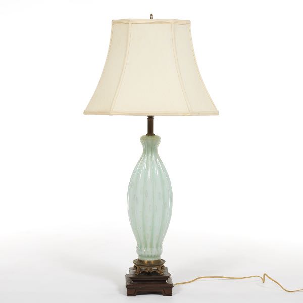 Appraisal: MURANO OPALINE GLASS LAMP IN SEAFOAM x base to socket