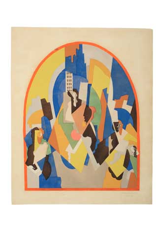 Appraisal: ALBERT GLEIZES Metropolis Color pochoir x mm x inches wide