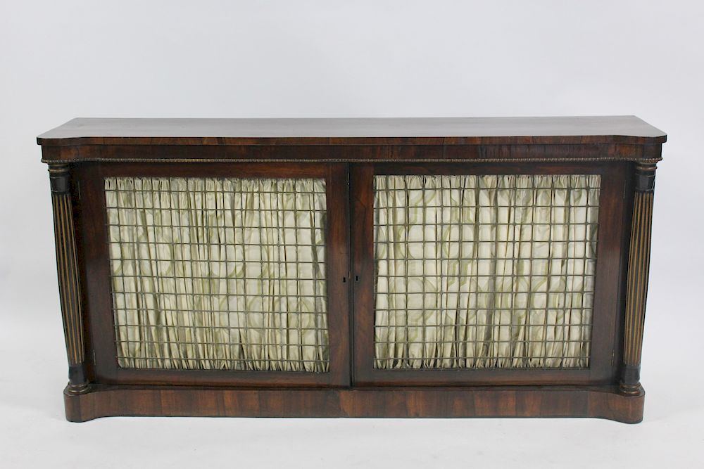 Appraisal: Regency Rosewood Server With Wire Doors From a Fifth Avenue